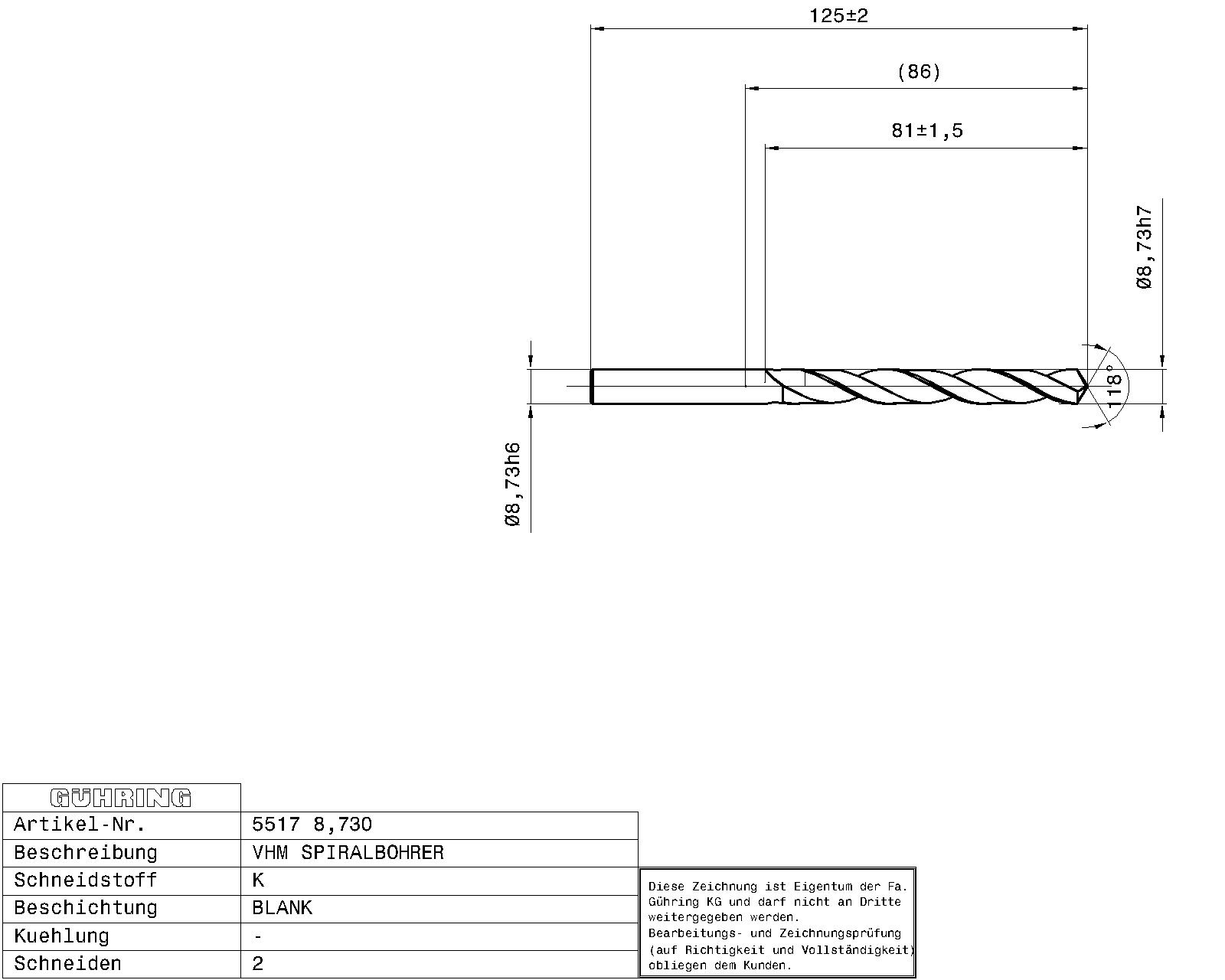 Guhring Jobber drill Solid Carbide 11/32 - Image 2