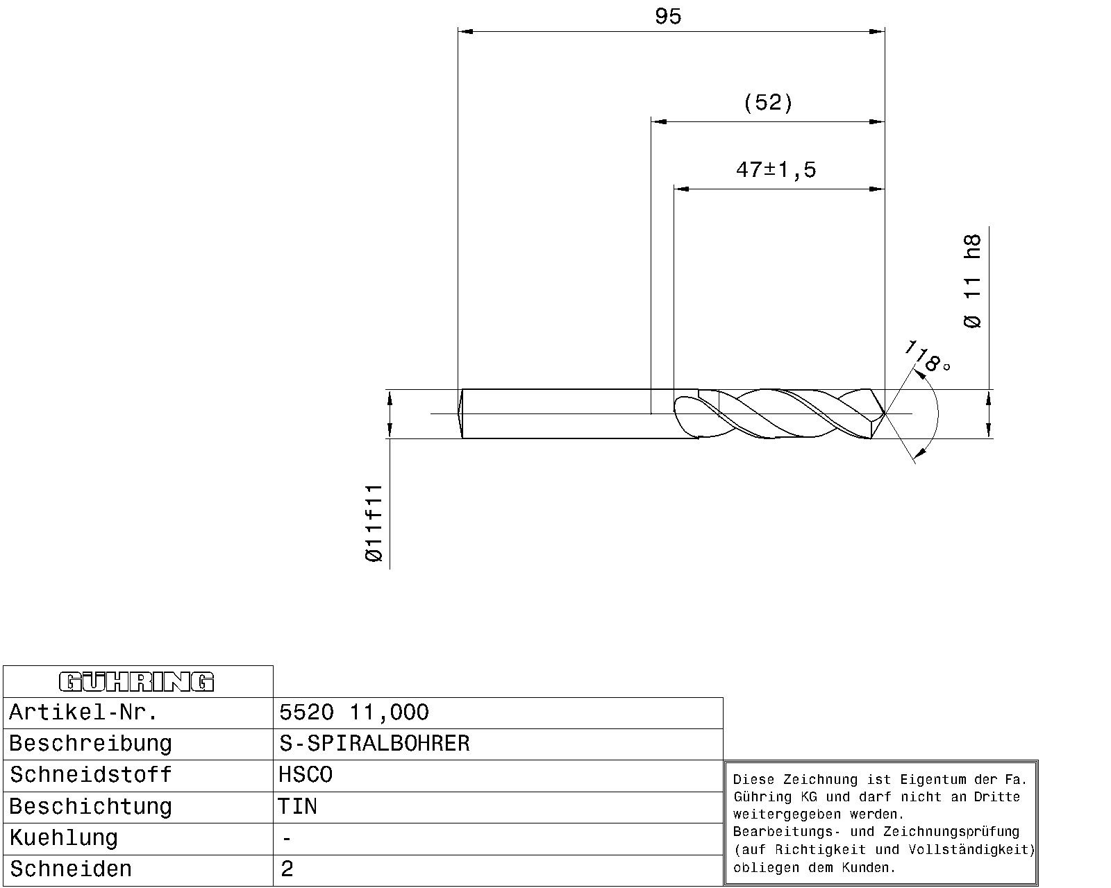 Guhring Stub drill HSCO TiN Coated - Image 2