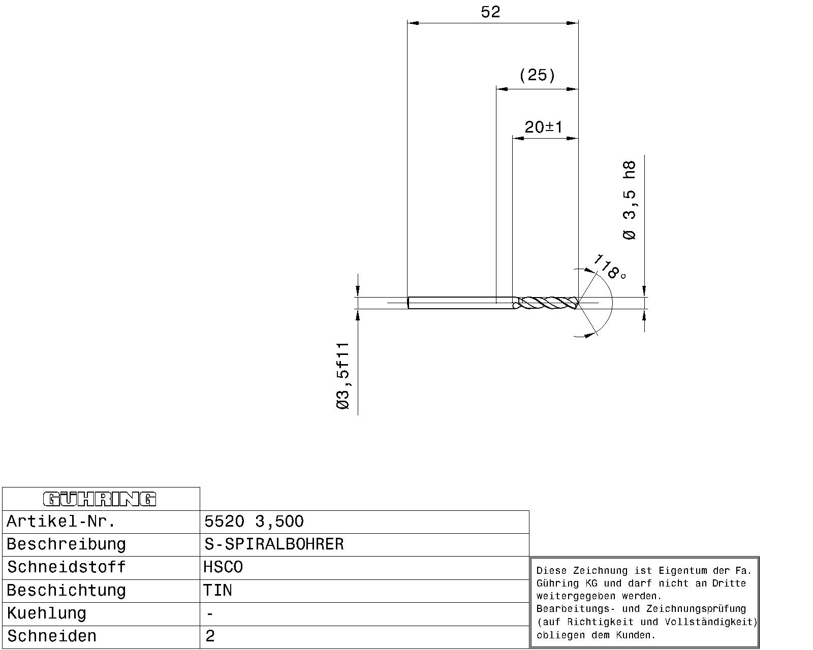 Guhring Stub drill HSCO TiN Coated - Image 2