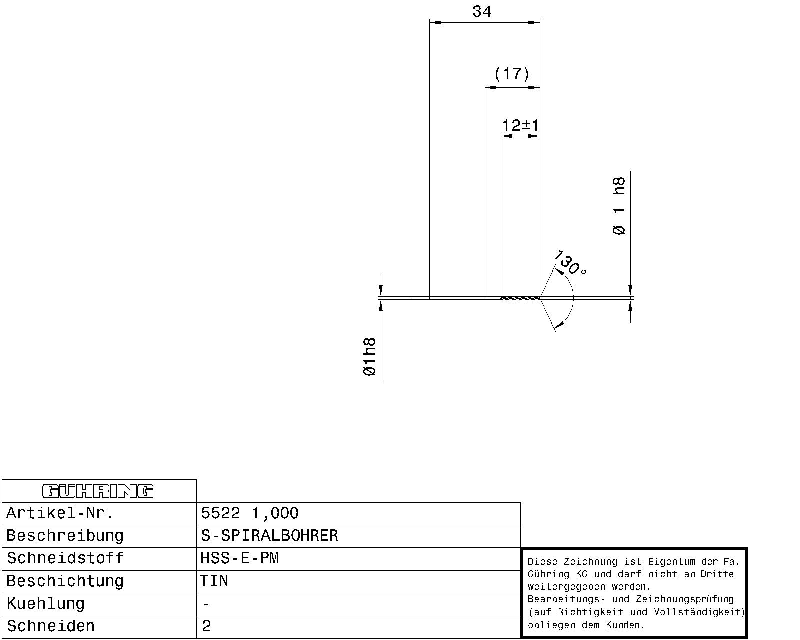 Guhring Jobber drill HSS-E-PM TiN Coated - Image 2