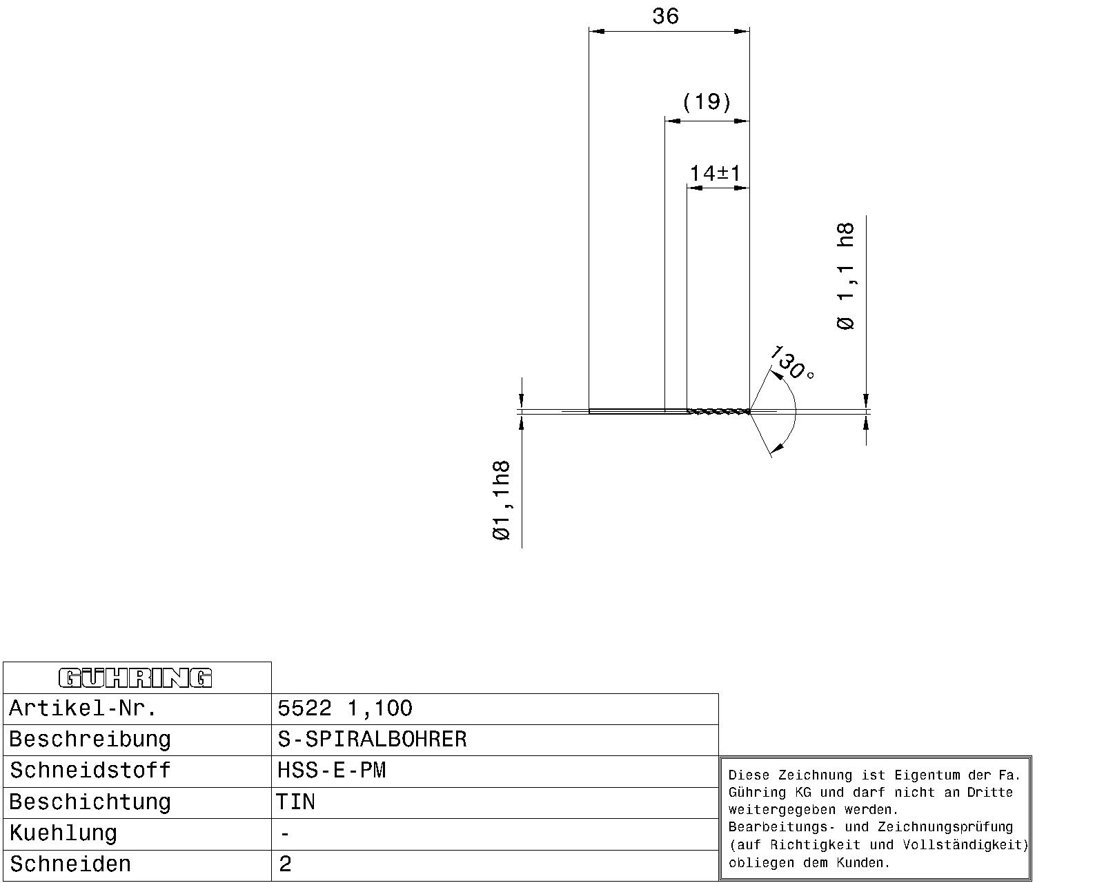 Guhring Jobber drill HSS-E-PM TiN Coated - Image 2