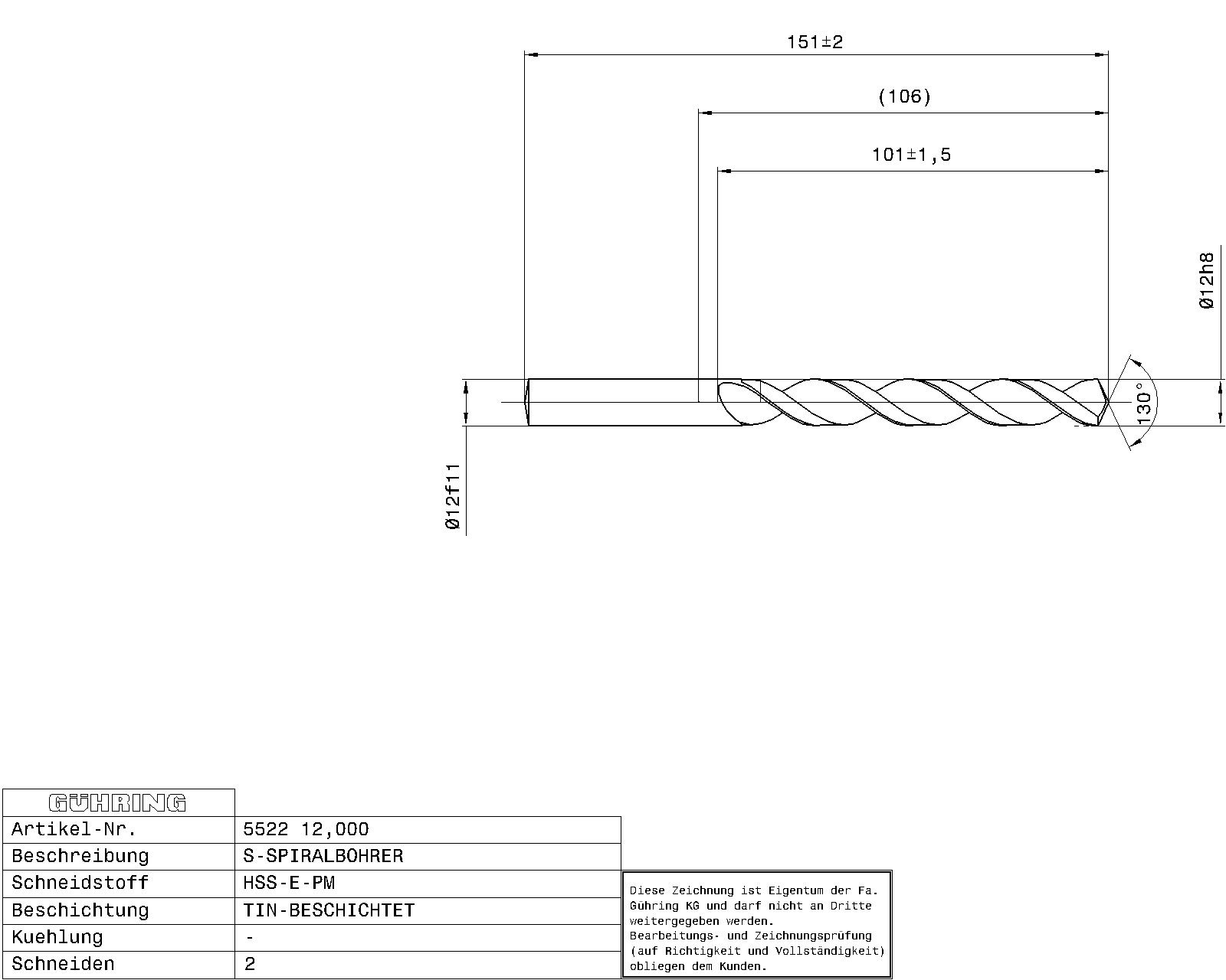 Guhring Jobber drill HSS-E-PM TiN Coated - Image 2