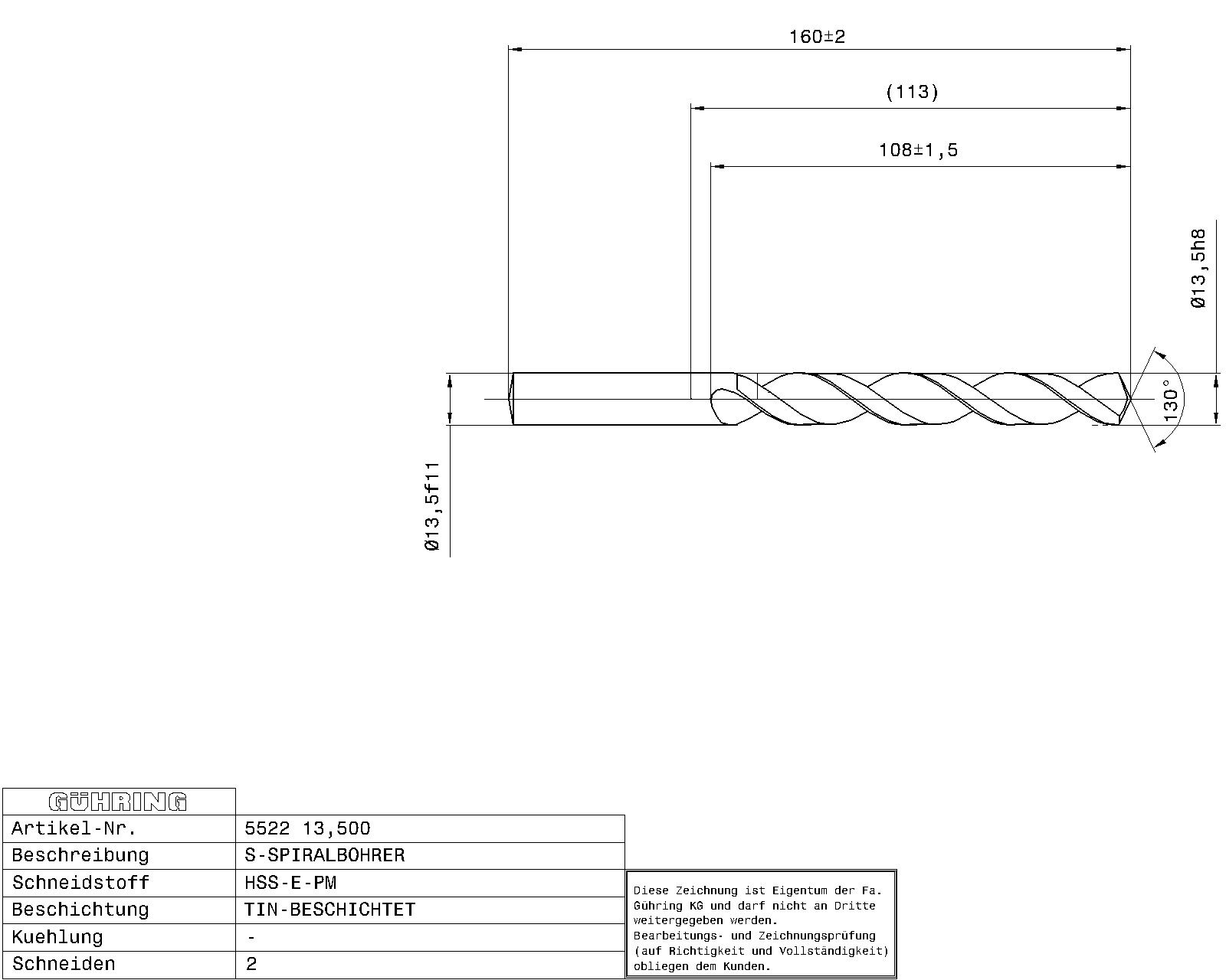 Guhring Jobber drill HSS-E-PM TiN Coated - Image 2