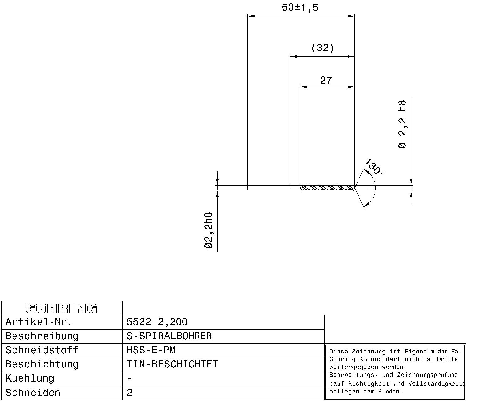 Guhring Jobber drill HSS-E-PM TiN Coated - Image 2