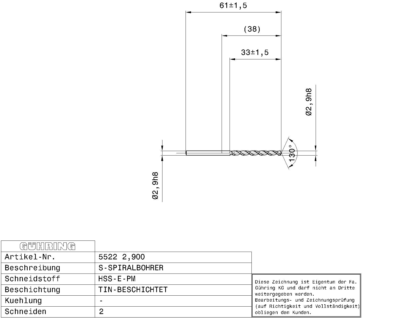Guhring Jobber drill HSS-E-PM TiN Coated - Image 2