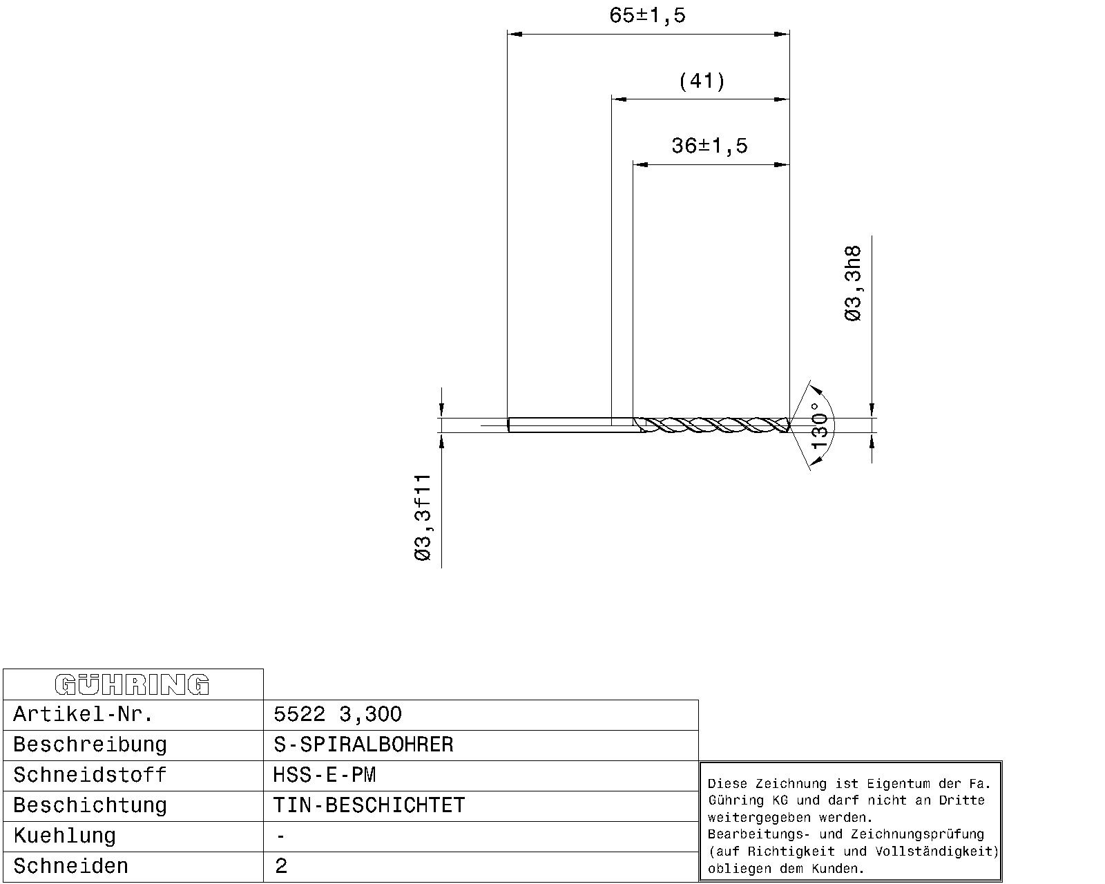 Guhring Jobber drill HSS-E-PM TiN Coated - Image 2