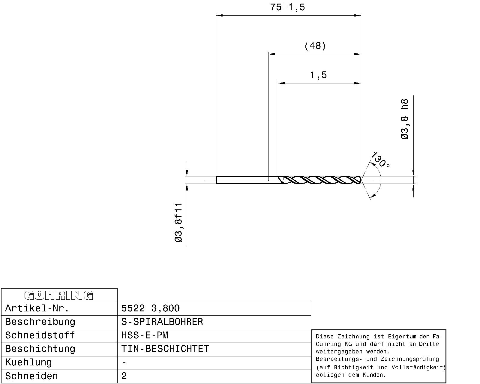 Guhring Jobber drill HSS-E-PM TiN Coated - Image 2