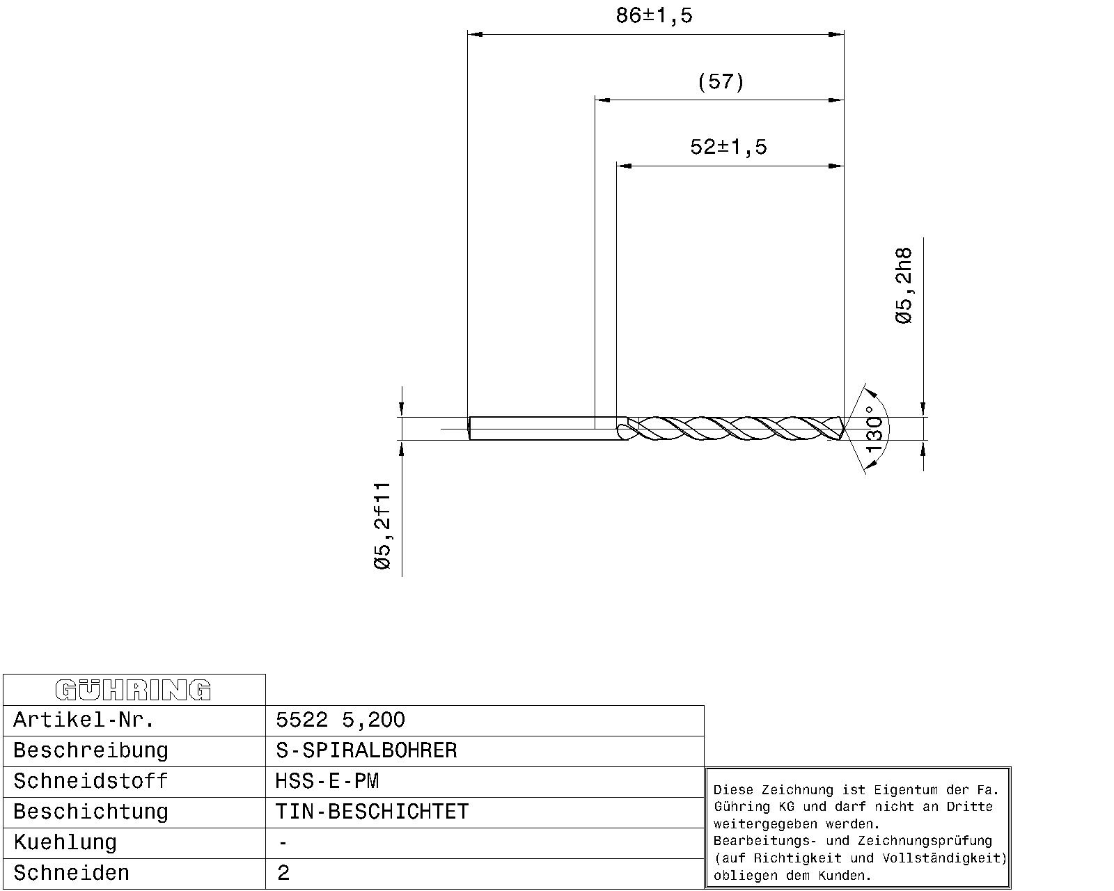 Guhring Jobber drill HSS-E-PM TiN Coated - Image 2
