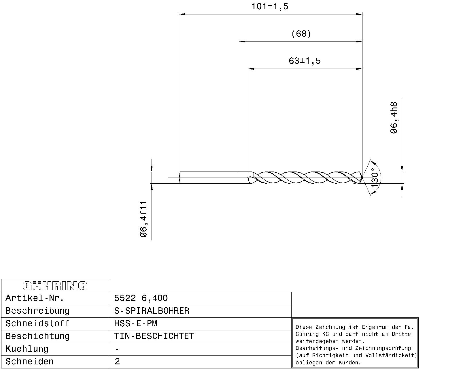 Guhring Jobber drill HSS-E-PM TiN Coated - Image 2