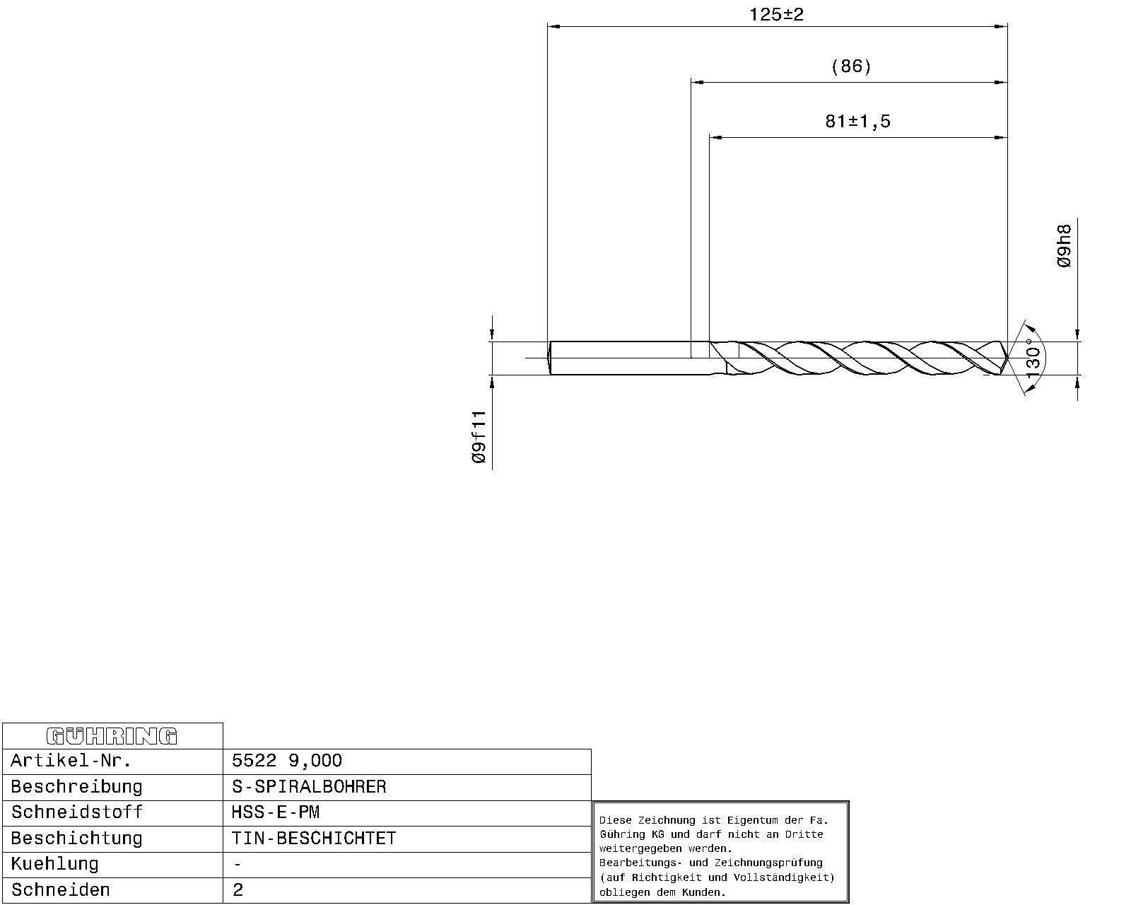 Guhring Jobber drill HSS-E-PM TiN Coated - Image 2