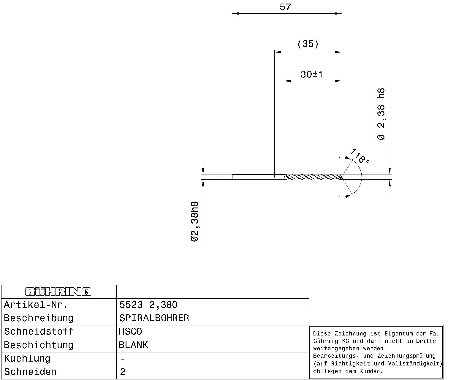Guhring Jobber drill HSCO 3/32 - Image 2