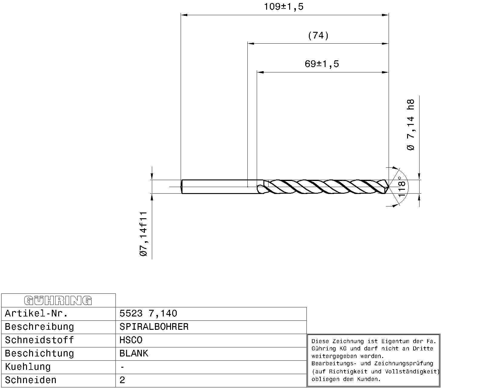 Guhring Jobber drill HSCO 9/32 - Image 2