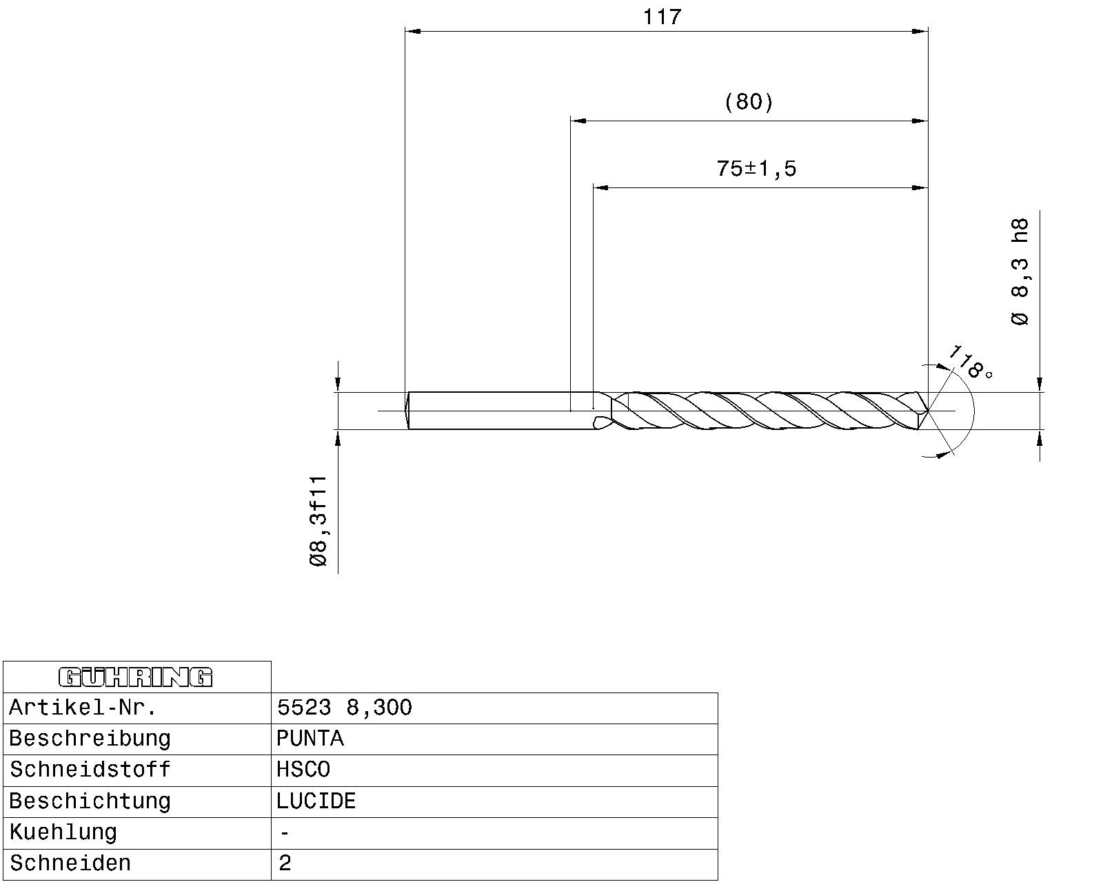 Guhring Jobber drill HSCO - Image 2