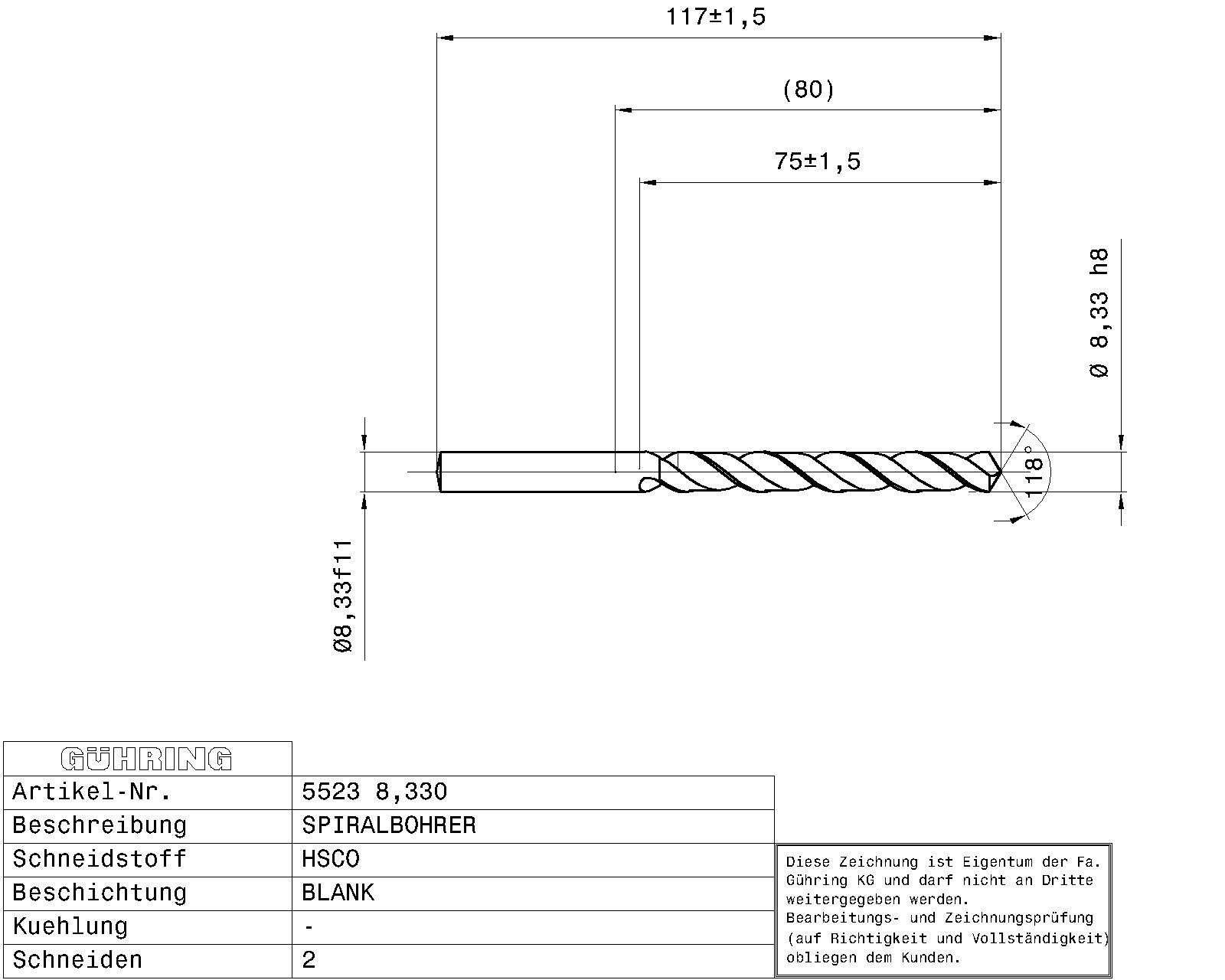 Guhring Jobber drill HSCO 21/64 - Image 2