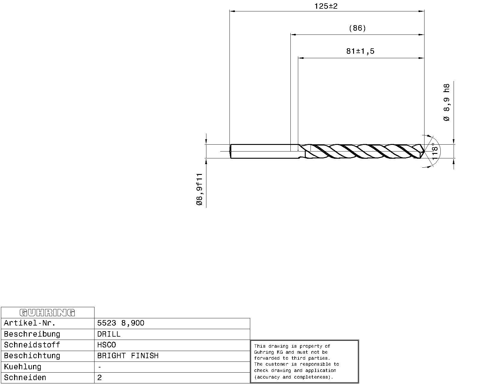 Guhring Jobber drill HSCO - Image 2