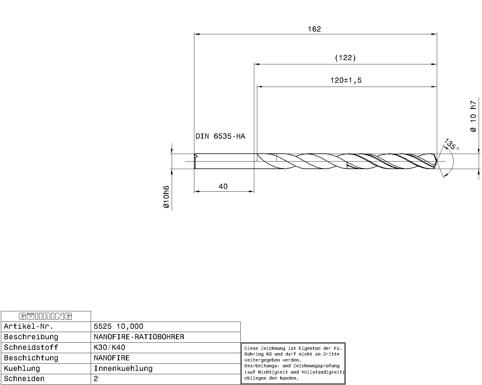 Guhring Carbide 12xd Radio Drill With Oil Feed. Fire Coated - Image 2