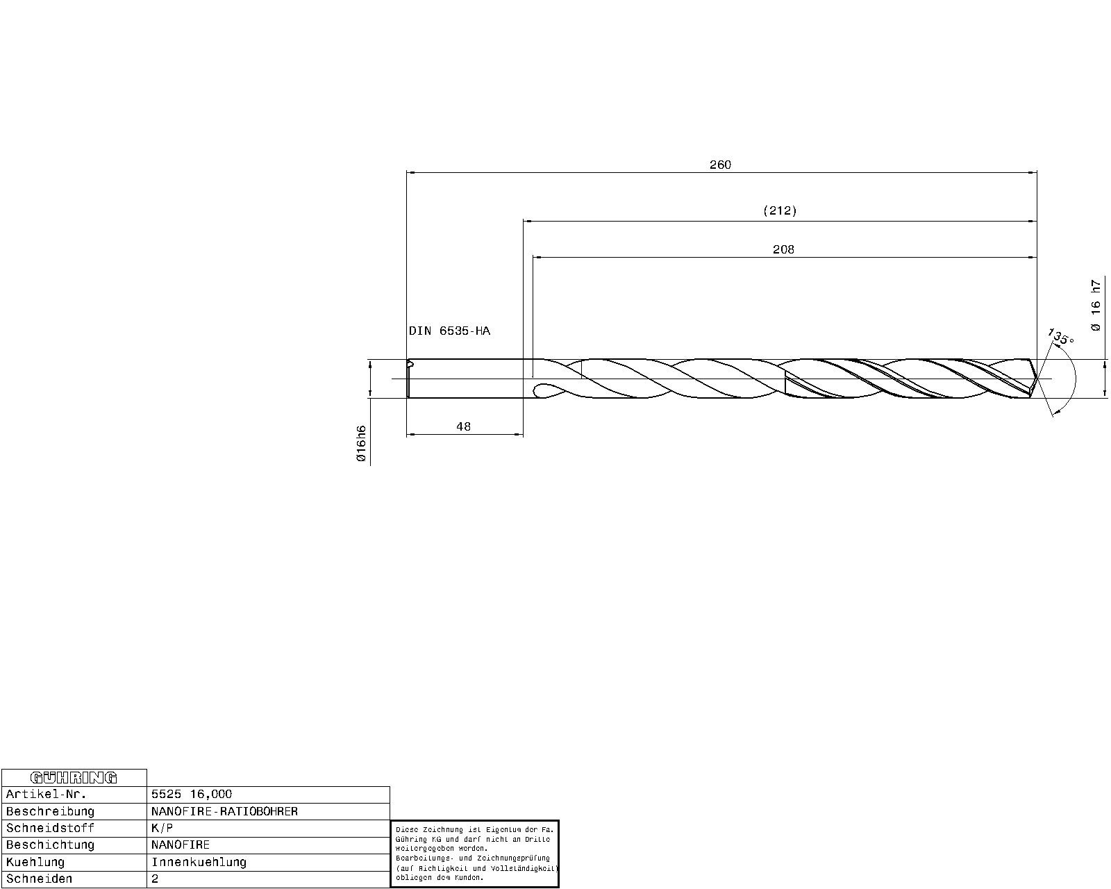 Guhring Carbide 12xd Radio Drill With Oil Feed. Fire Coated - Image 2