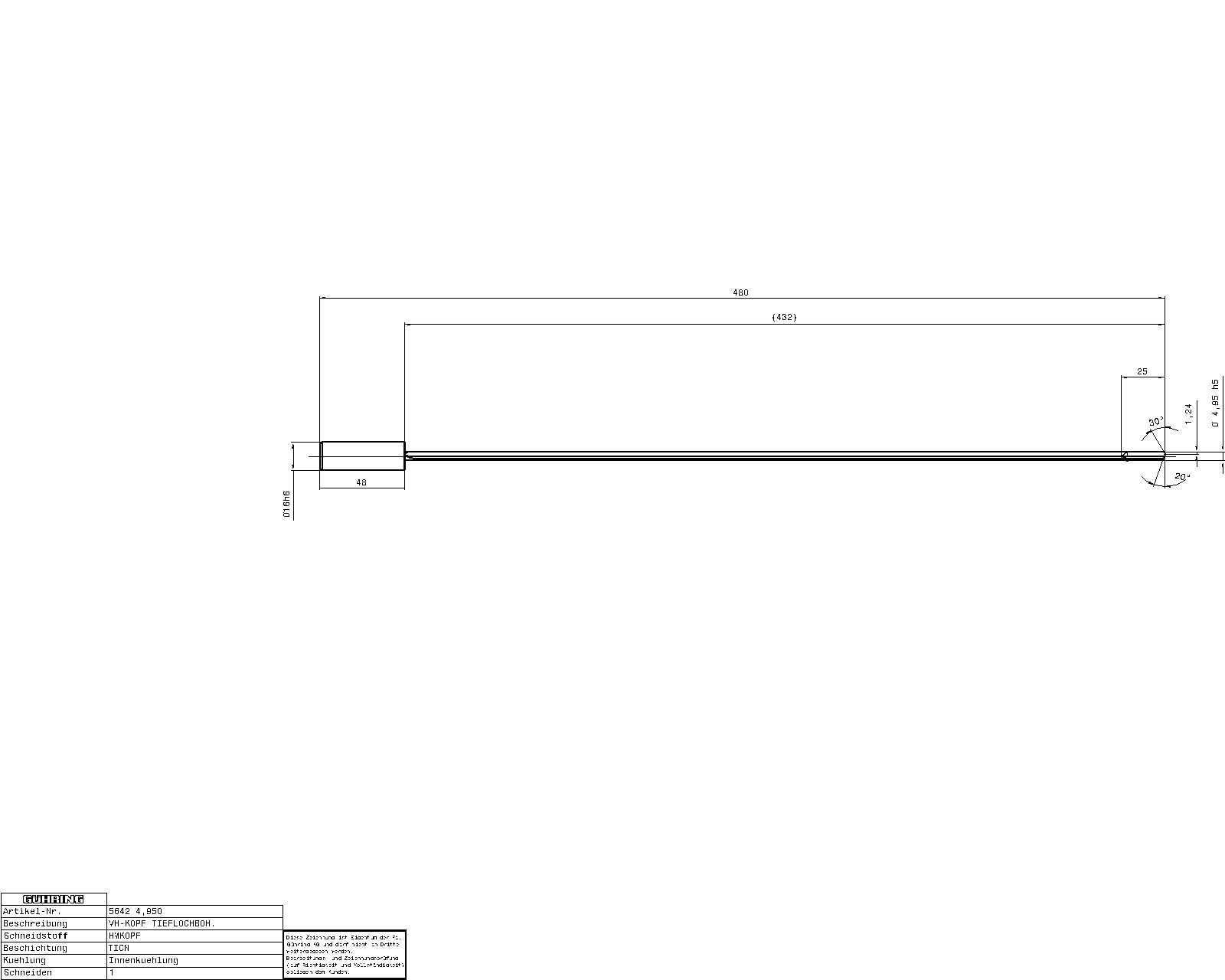 Guhring 80 x D Carbide Gun drills Carbide TiCN Coated - Image 2