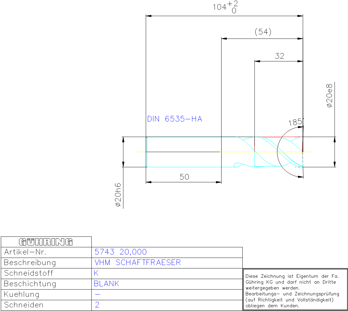 Guhring Metric Carbide slot drill for Aluminium - Image 3
