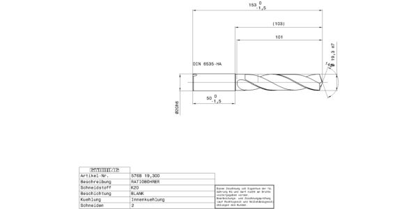 Guhring 5 x D Ratio Drill Thru Coolant Carbide RF100 A Polished For Aluminium - Image 2