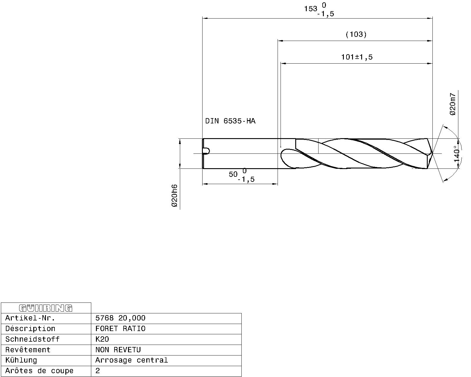 Guhring 5 x D Ratio Drill Thru Coolant Carbide RF100 A Polished For Aluminium - Image 2
