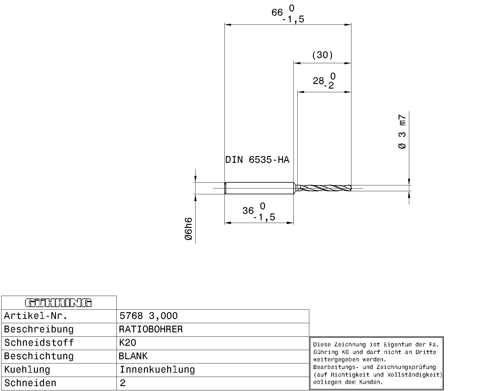 Guhring 5 x D Ratio Drill Thru Coolant Carbide RF100 A Polished For Aluminium - Image 2