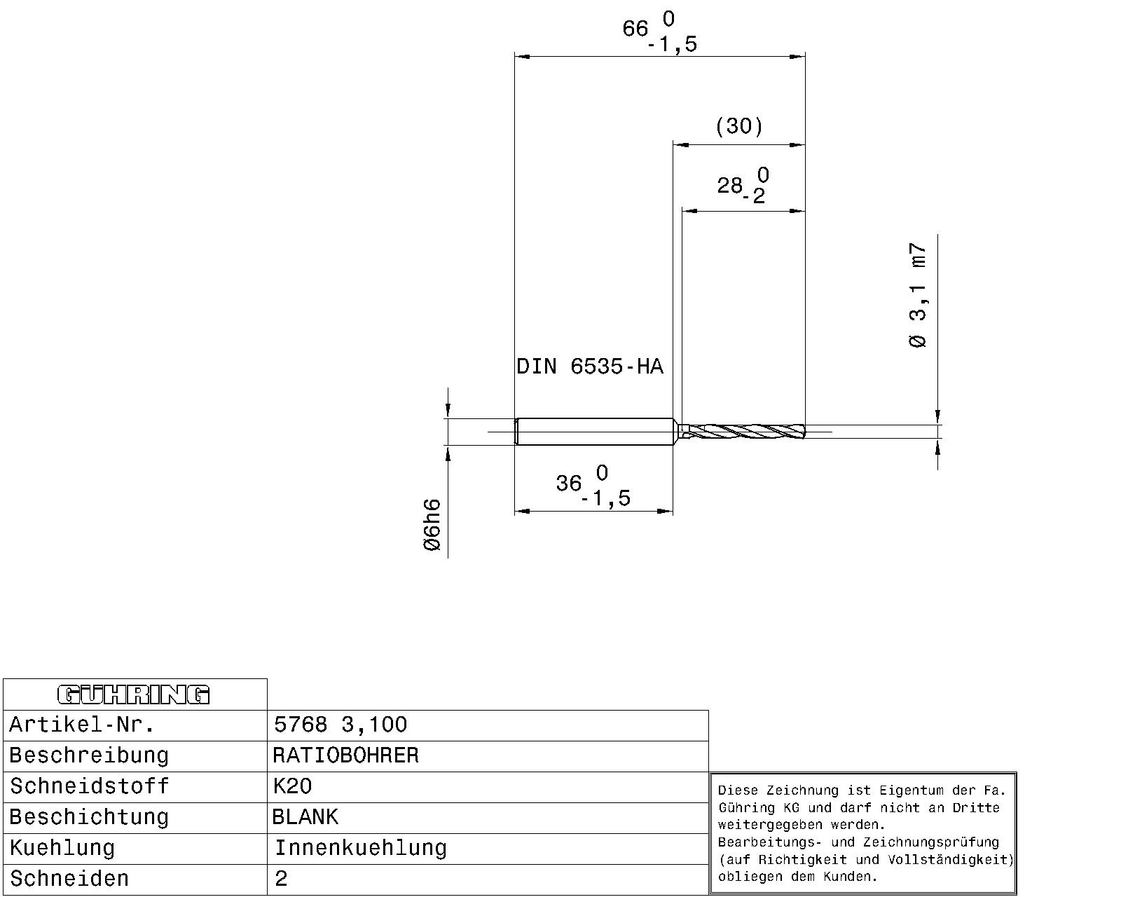 Guhring 5 x D Ratio Drill Thru Coolant Carbide RF100 A Polished For Aluminium - Image 2