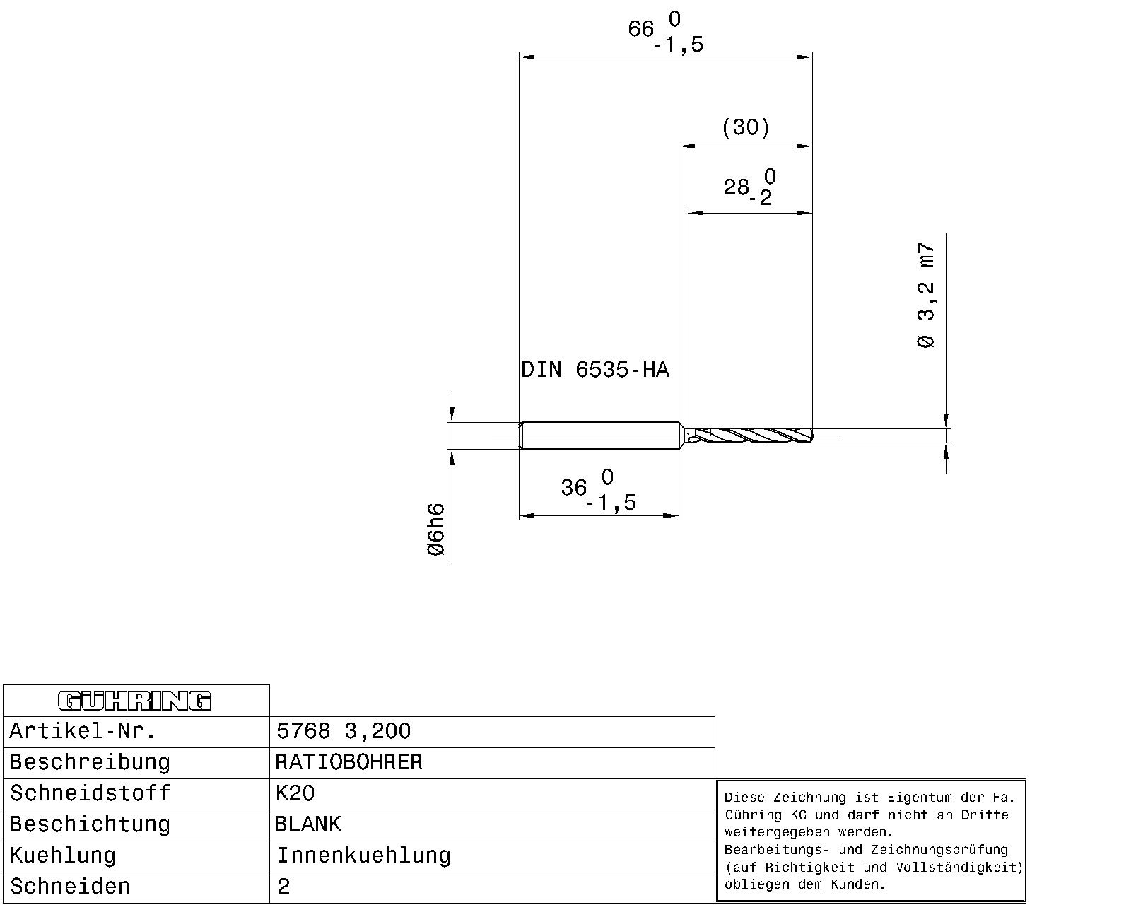 Guhring 5 x D Ratio Drill Thru Coolant Carbide RF100 A Polished For Aluminium - Image 2