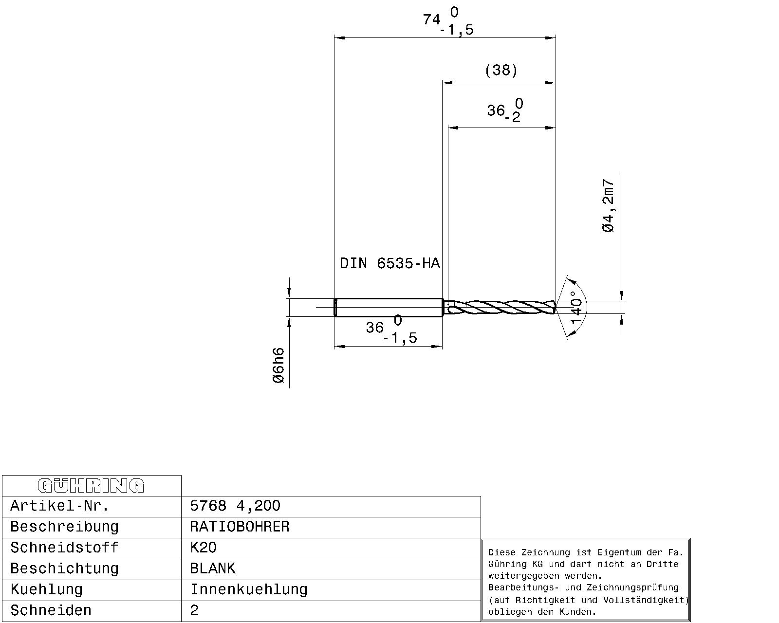 Guhring 5 x D Ratio Drill Thru Coolant Carbide RF100 A Polished For Aluminium - Image 2