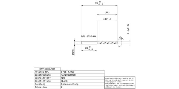 Guhring 5 x D Ratio Drill Thru Coolant Carbide RF100 A Polished For Aluminium - Image 2