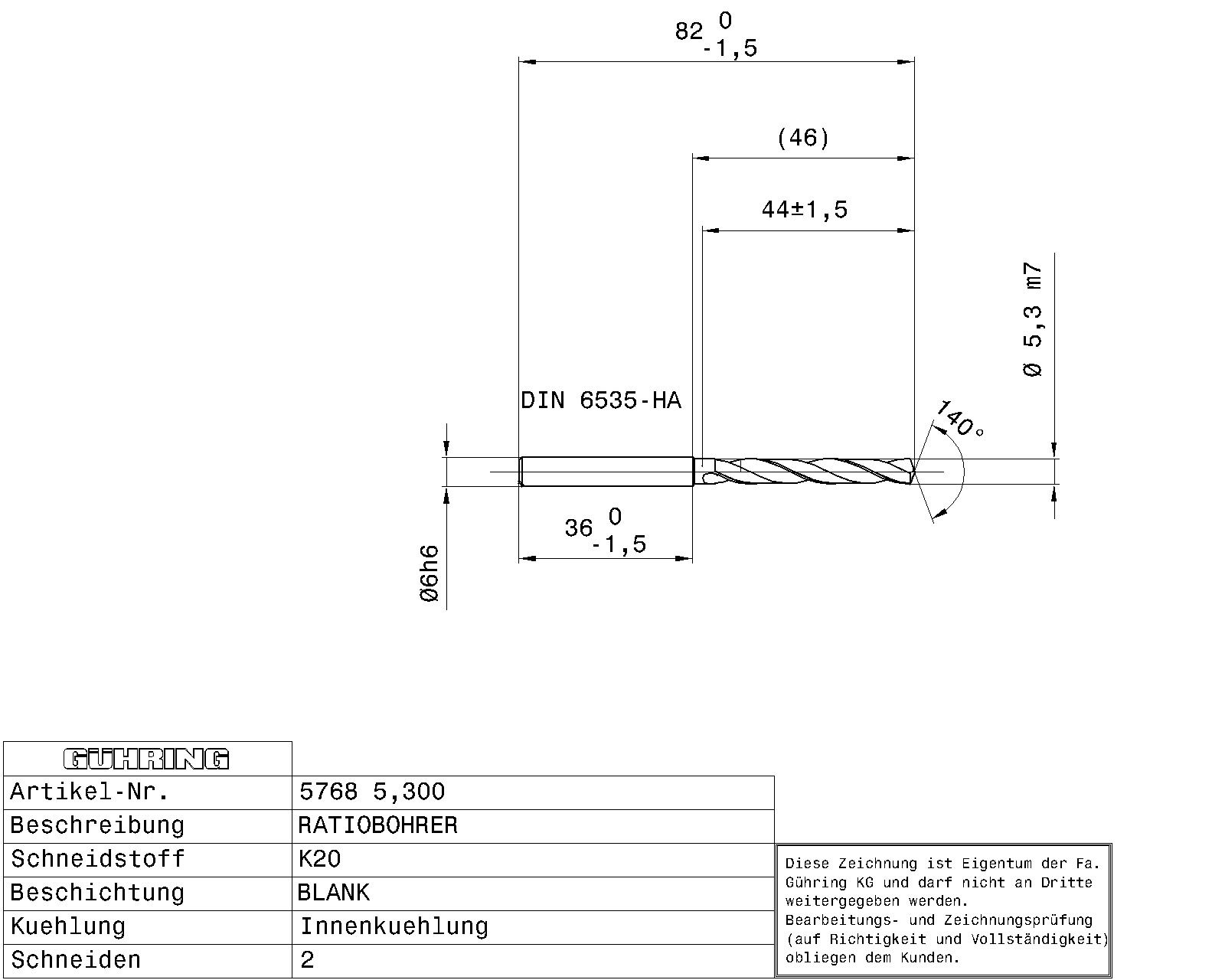 Guhring 5 x D Ratio Drill Thru Coolant Carbide RF100 A Polished For Aluminium - Image 2