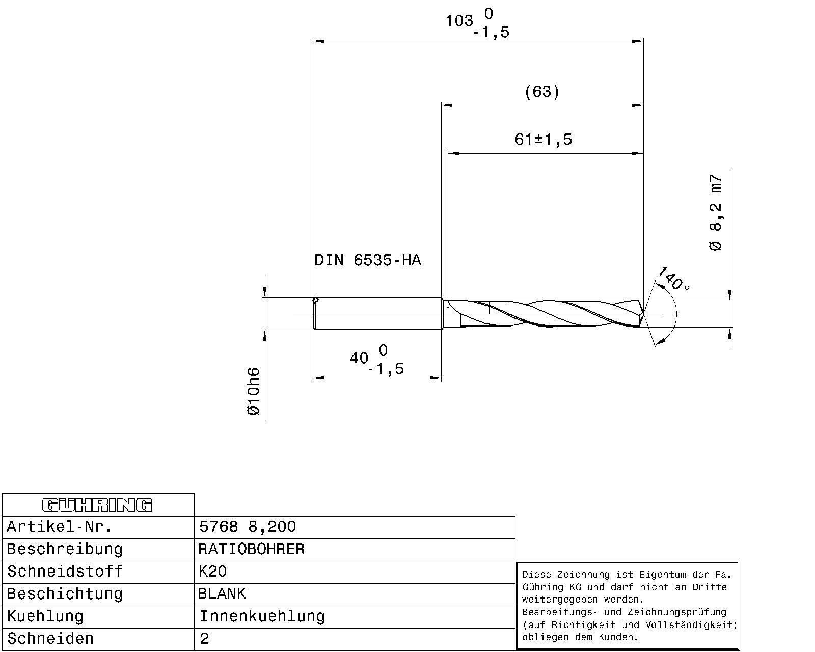 Guhring 5 x D Ratio Drill Thru Coolant Carbide RF100 A Polished For Aluminium - Image 2