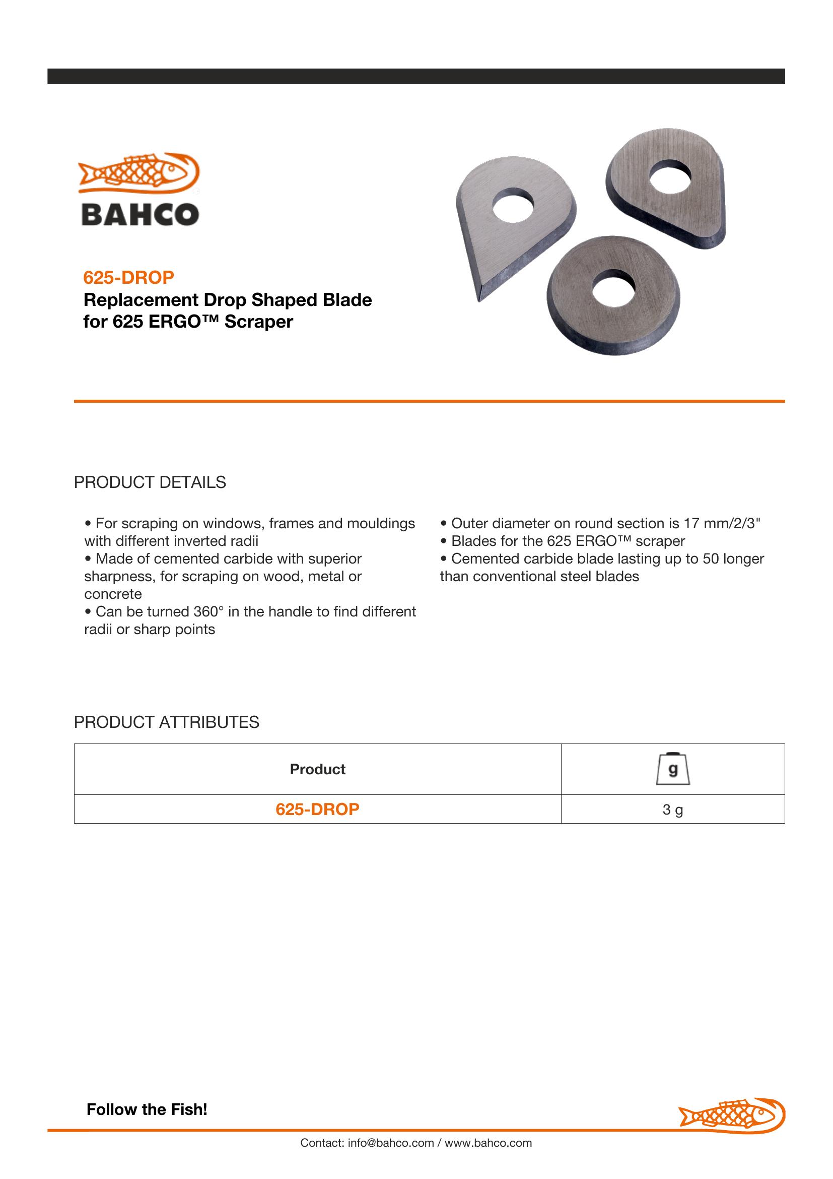 Bahco Spare Blade For 625 Paint Scraper. Drop Shaped Cemented Carbide Blade. - Image 3