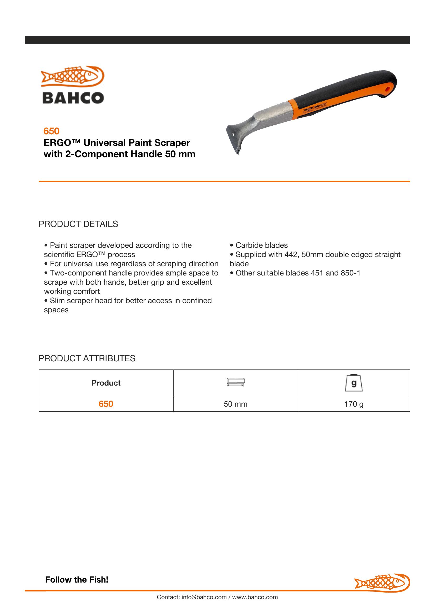 Bahco ERGO Paint Scraper, Standard (50mm/2" Blade). Comfortable, Extra Strong Two Component Handle. - Image 5
