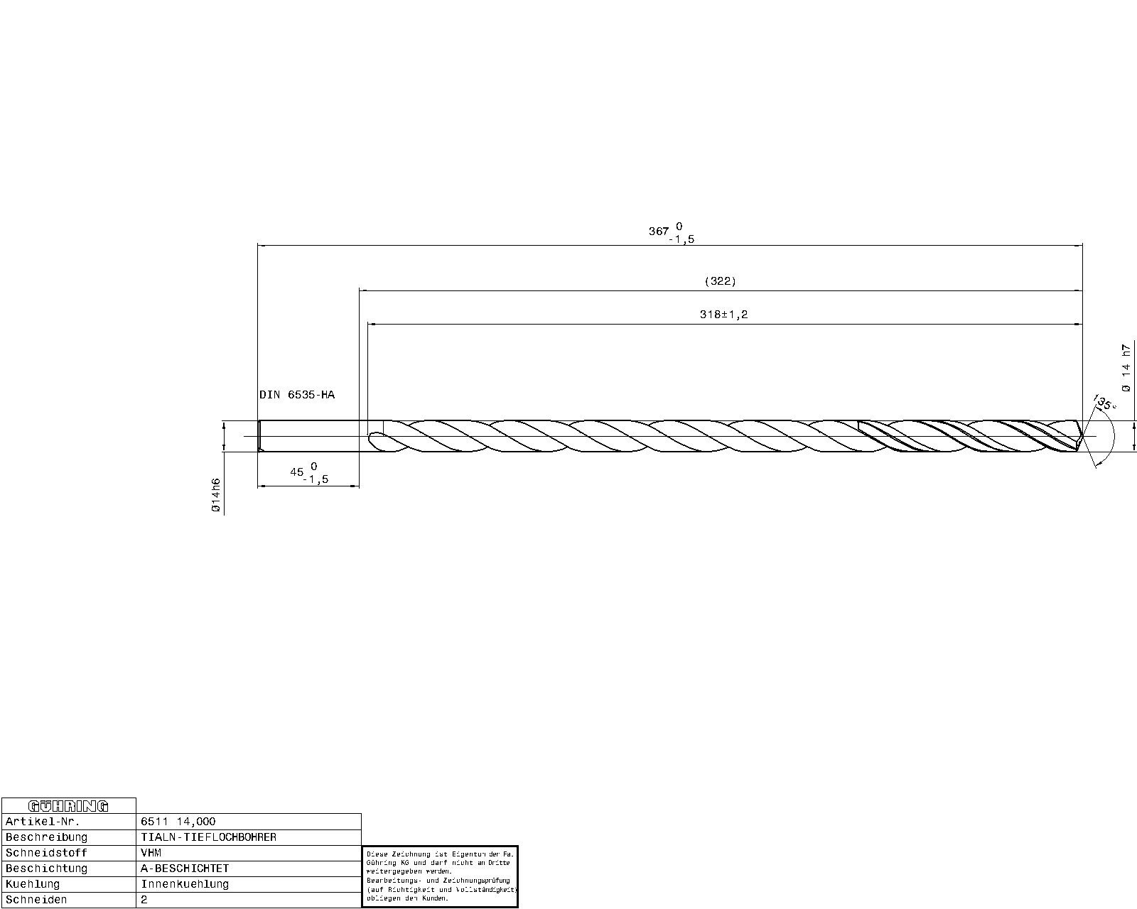 Guhring Ratio Drill 20 x D Solid Carbide with IC - Image 2