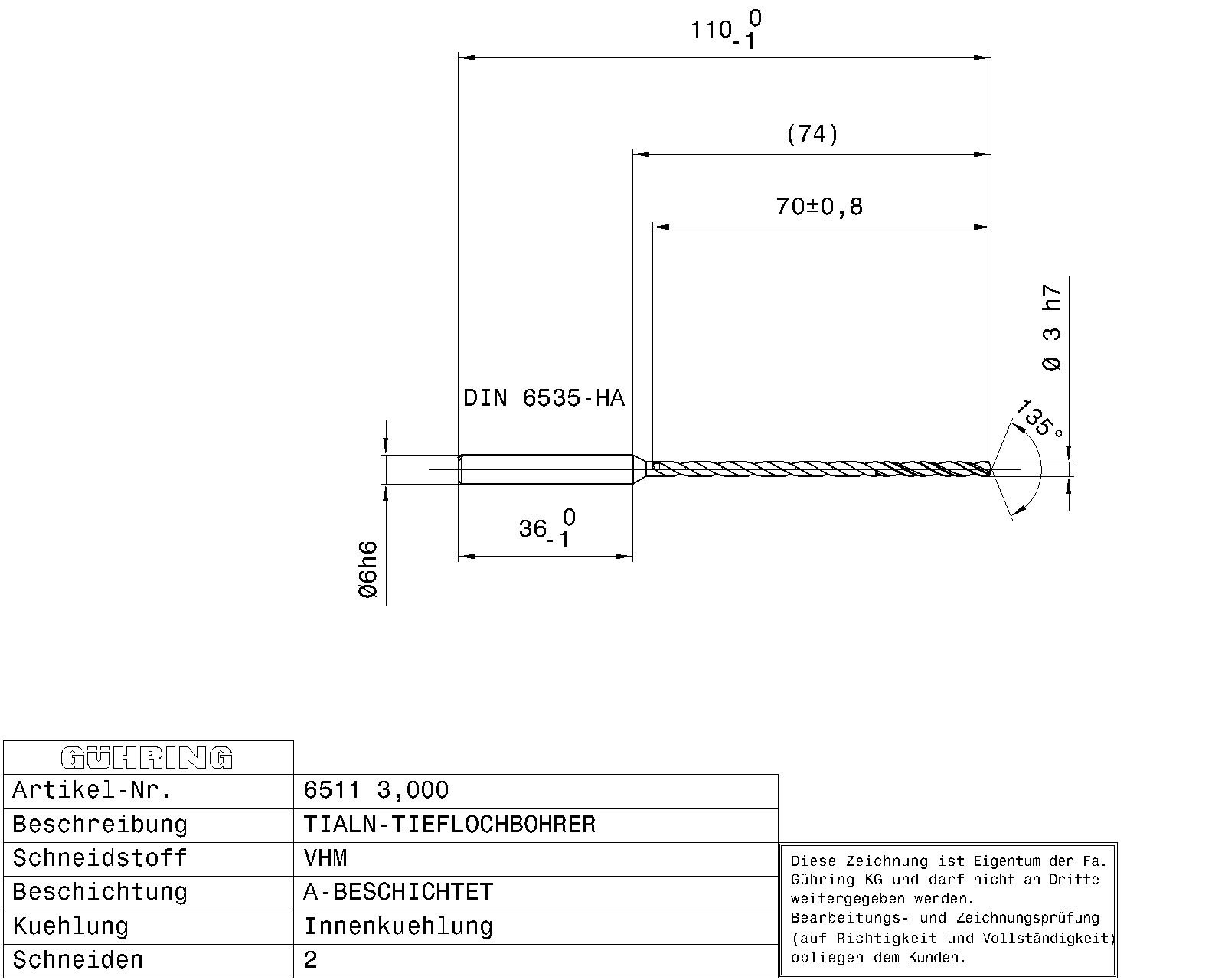 Guhring Ratio Drill 20 x D Solid Carbide with IC - Image 2