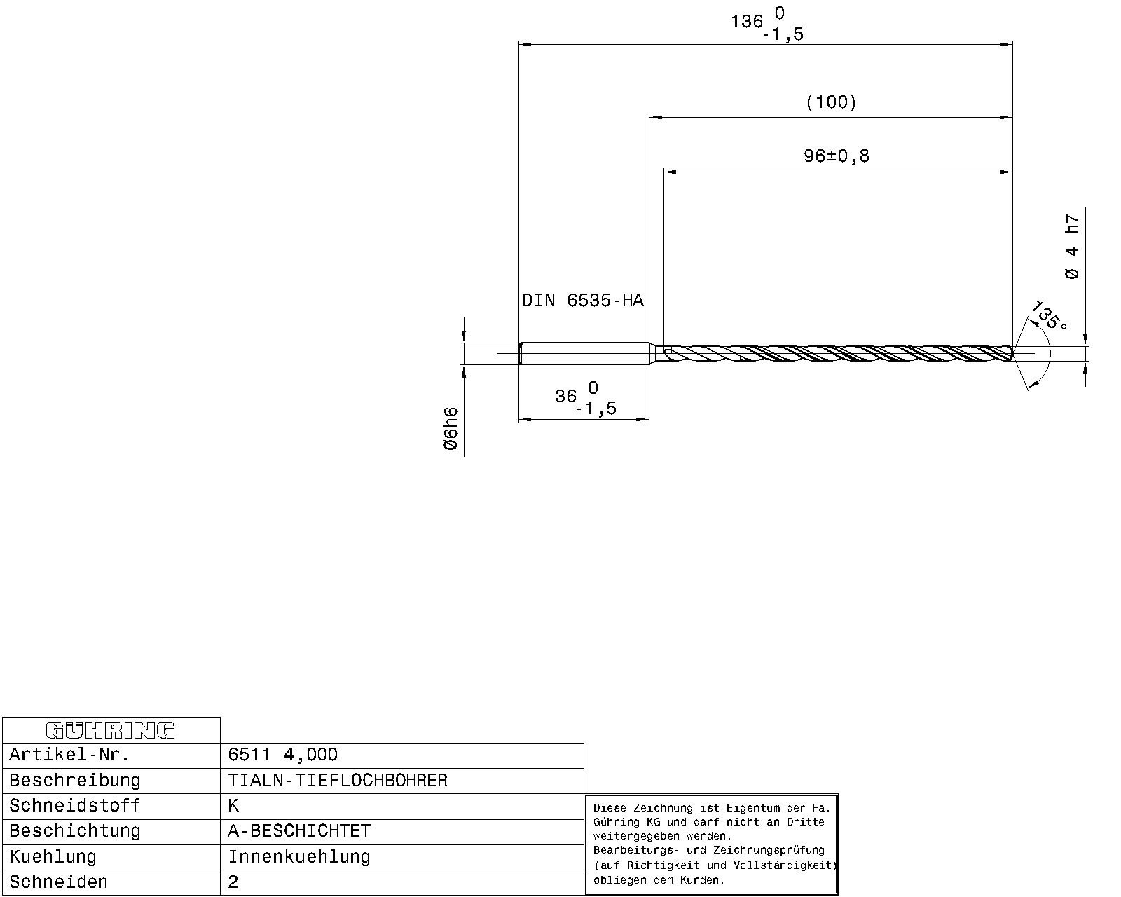 Guhring Ratio Drill 20 x D Solid Carbide with IC - Image 2