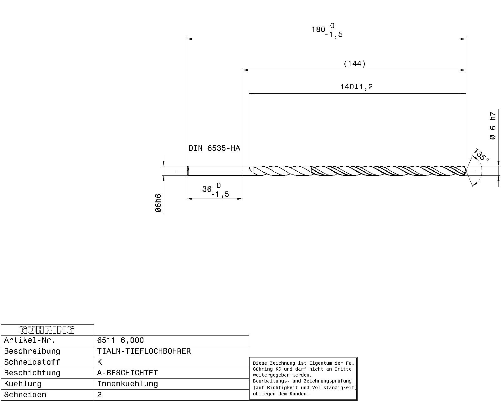 Guhring Ratio Drill 20 x D Solid Carbide with IC - Image 2