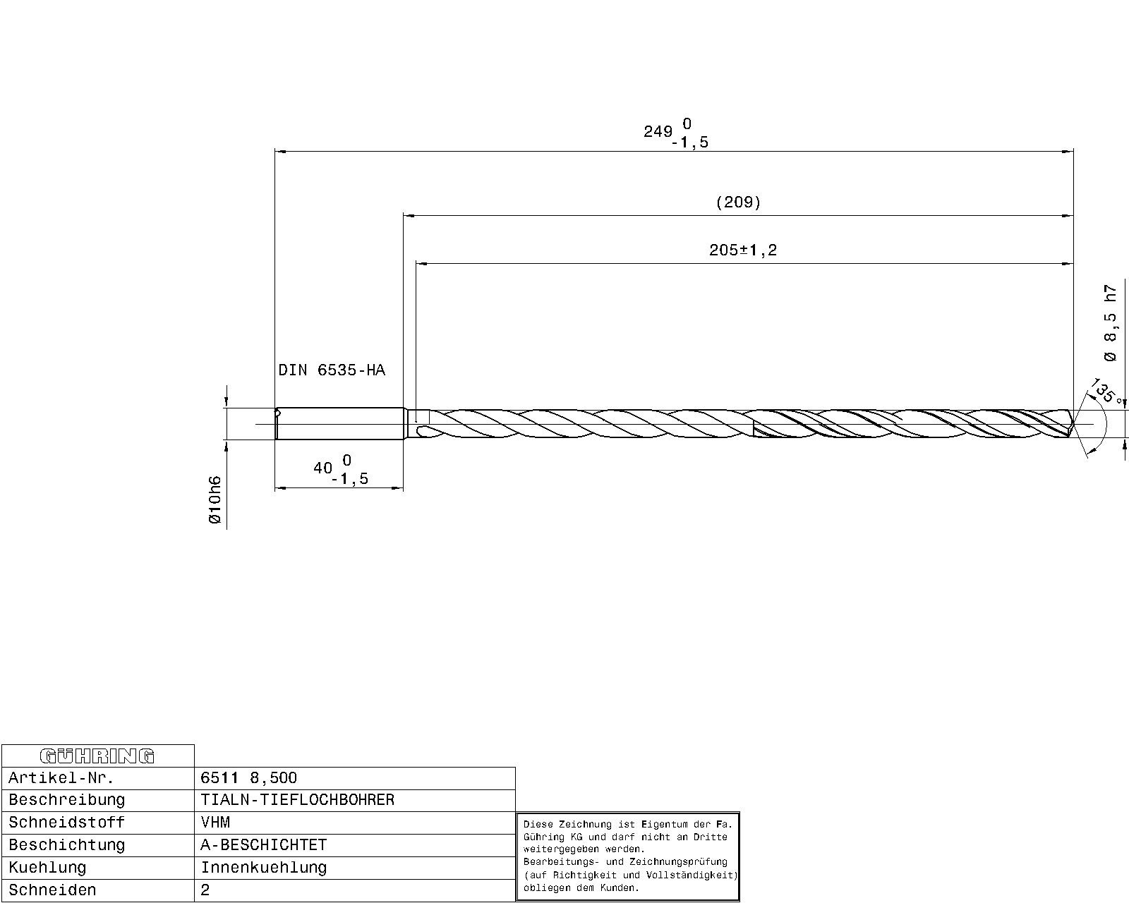 Guhring Ratio Drill 20 x D Solid Carbide with IC - Image 2