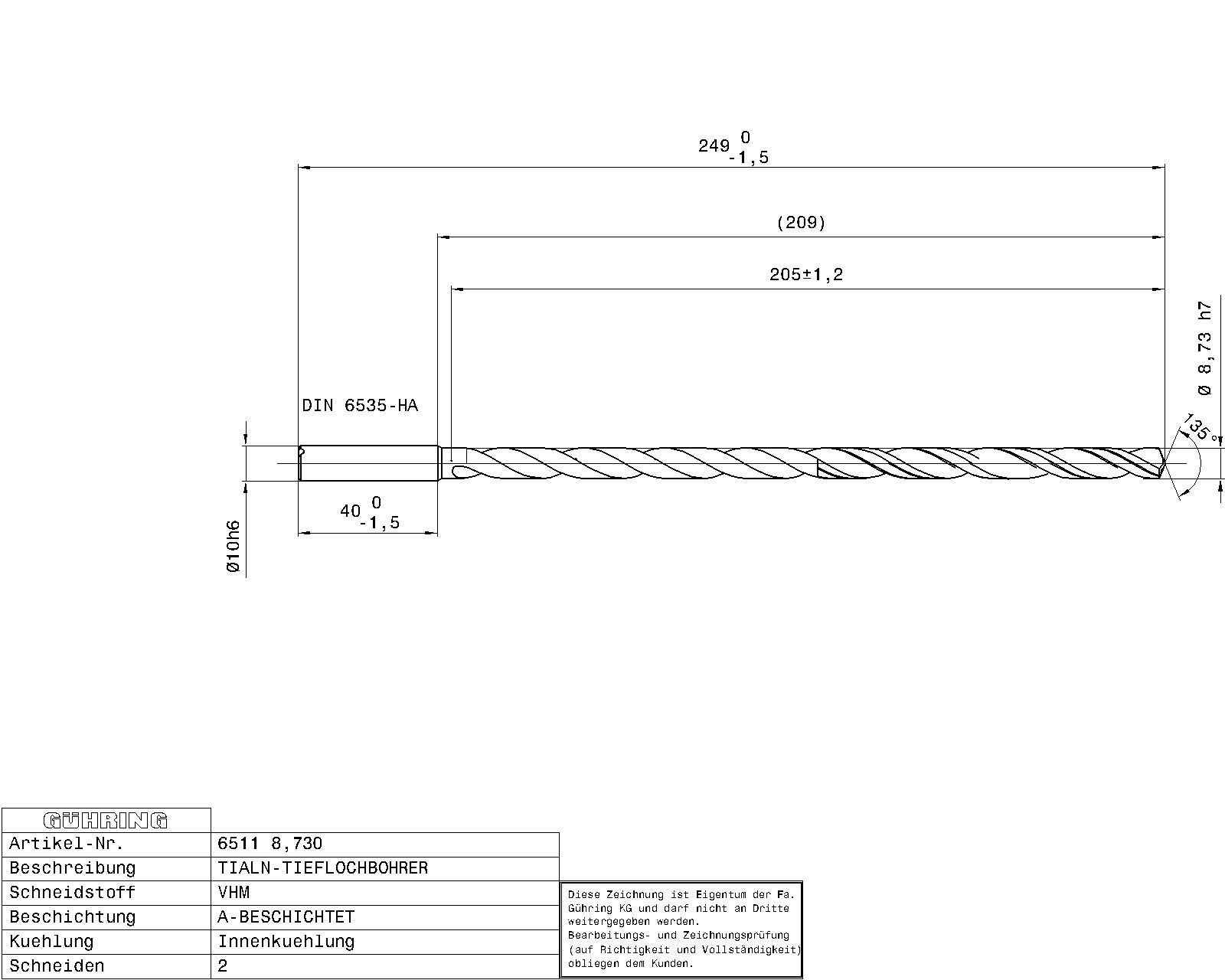 Guhring Ratio Drill 20 x D Solid Carbide with IC - Image 2