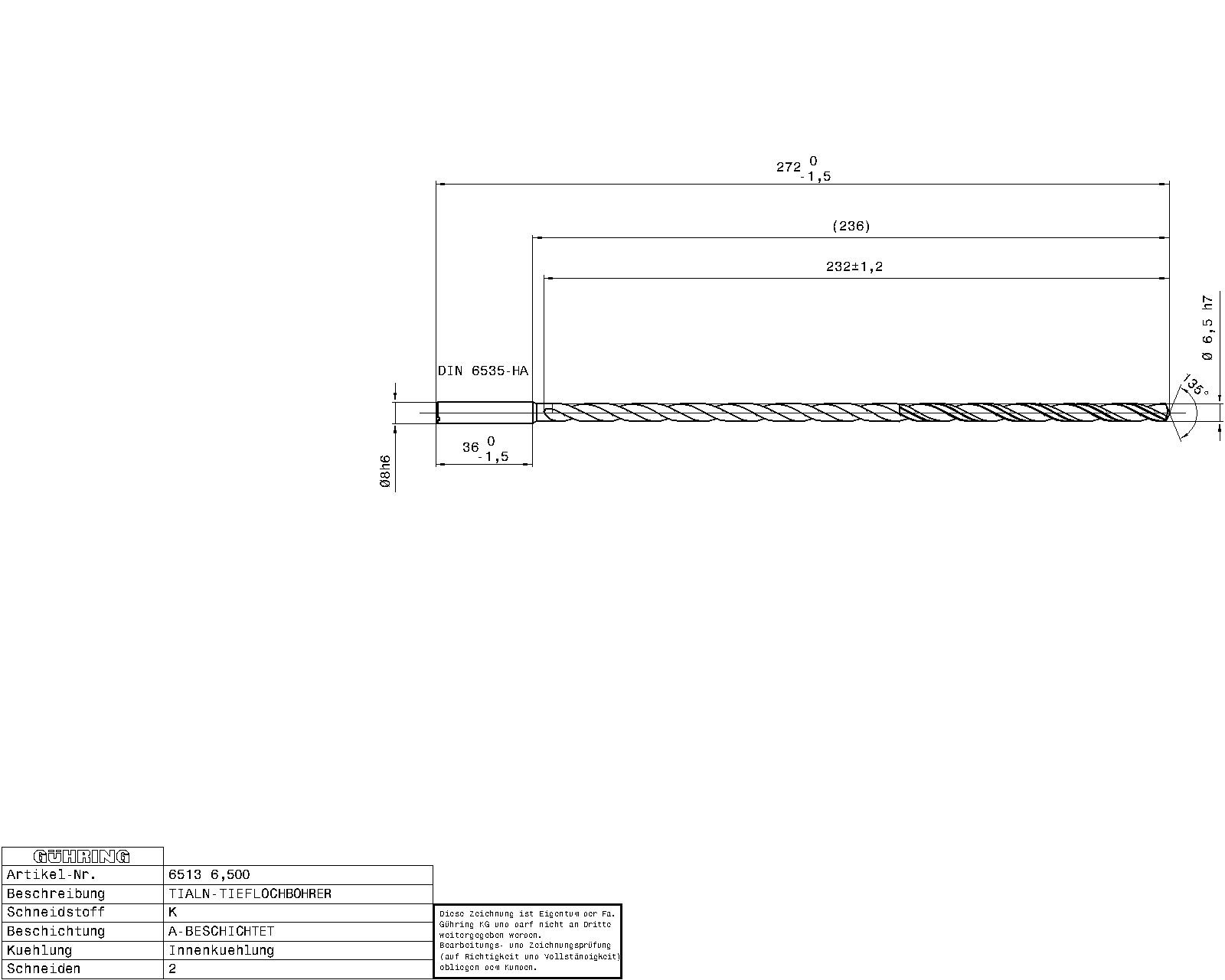 Guhring Ratio Drill 30 x D Solid Carbide with IC - Image 2