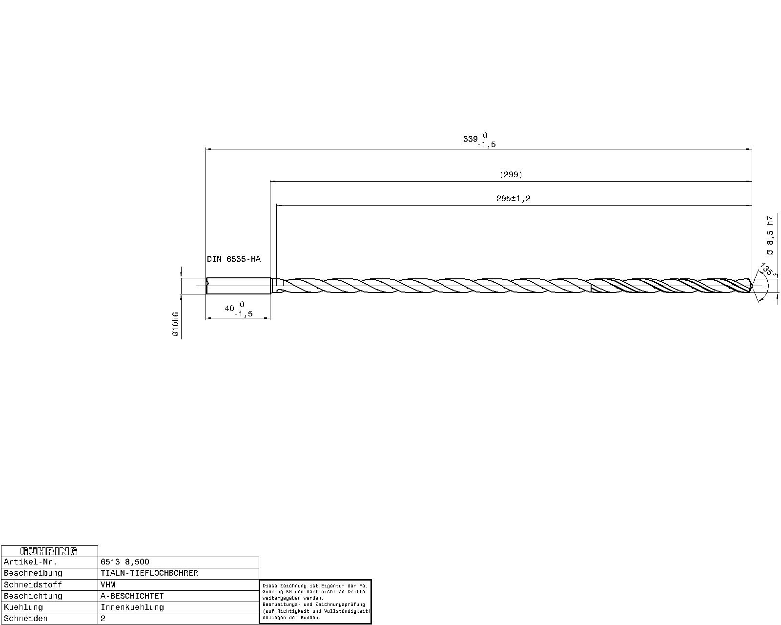 Guhring Ratio Drill 30 x D Solid Carbide with IC - Image 2