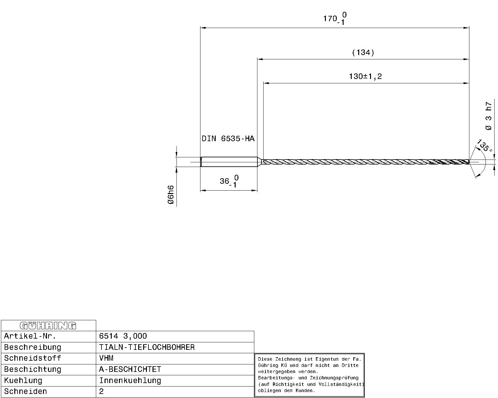 Guhring Ratio Drill 40 x D Solid Carbide with IC - Image 2