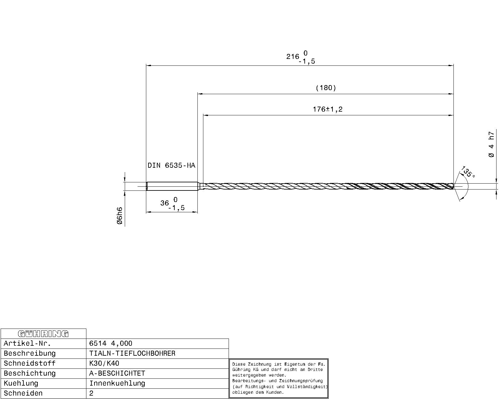 Guhring Ratio Drill 40 x D Solid Carbide with IC - Image 2