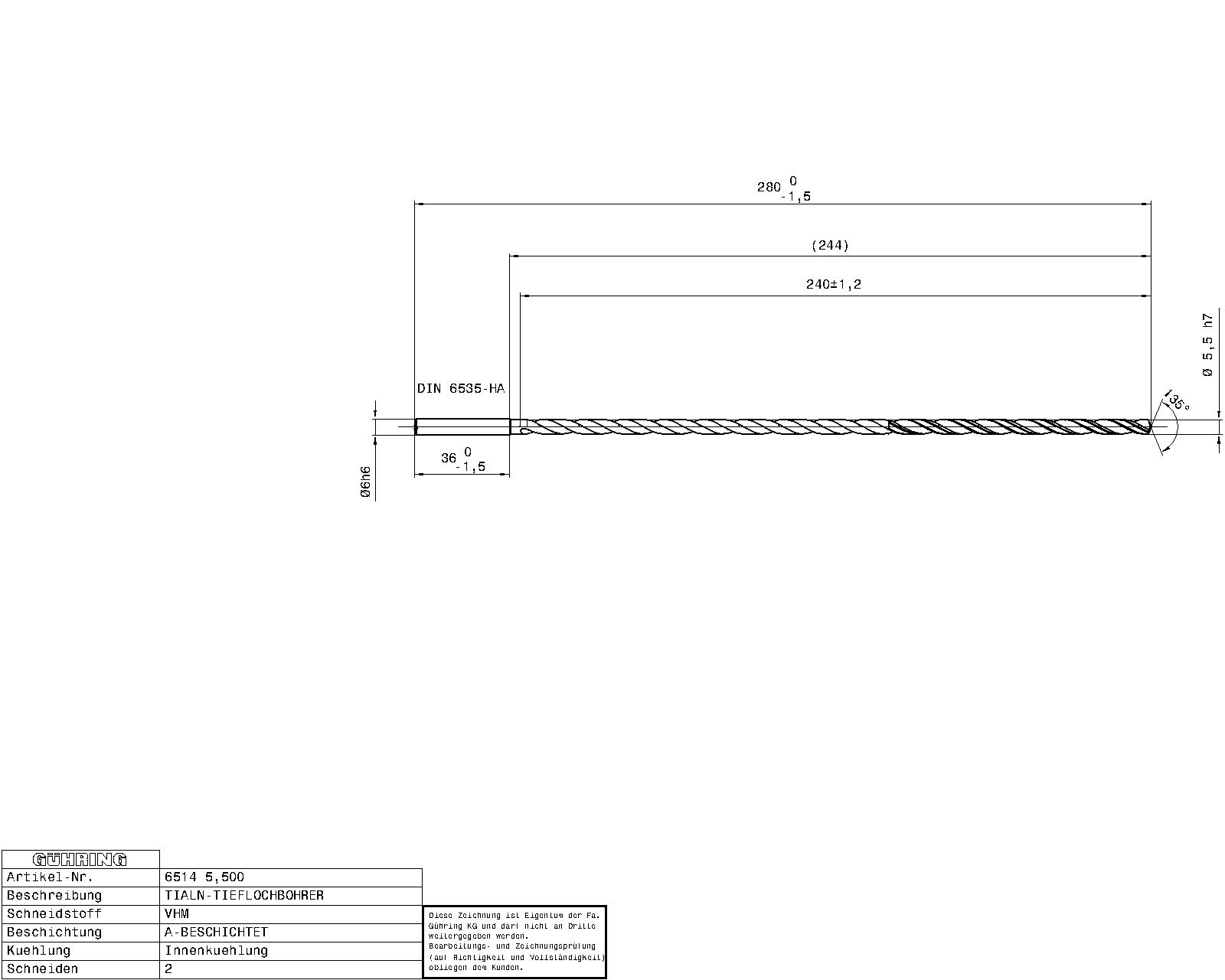 Guhring Ratio Drill 40 x D Solid Carbide with IC - Image 2