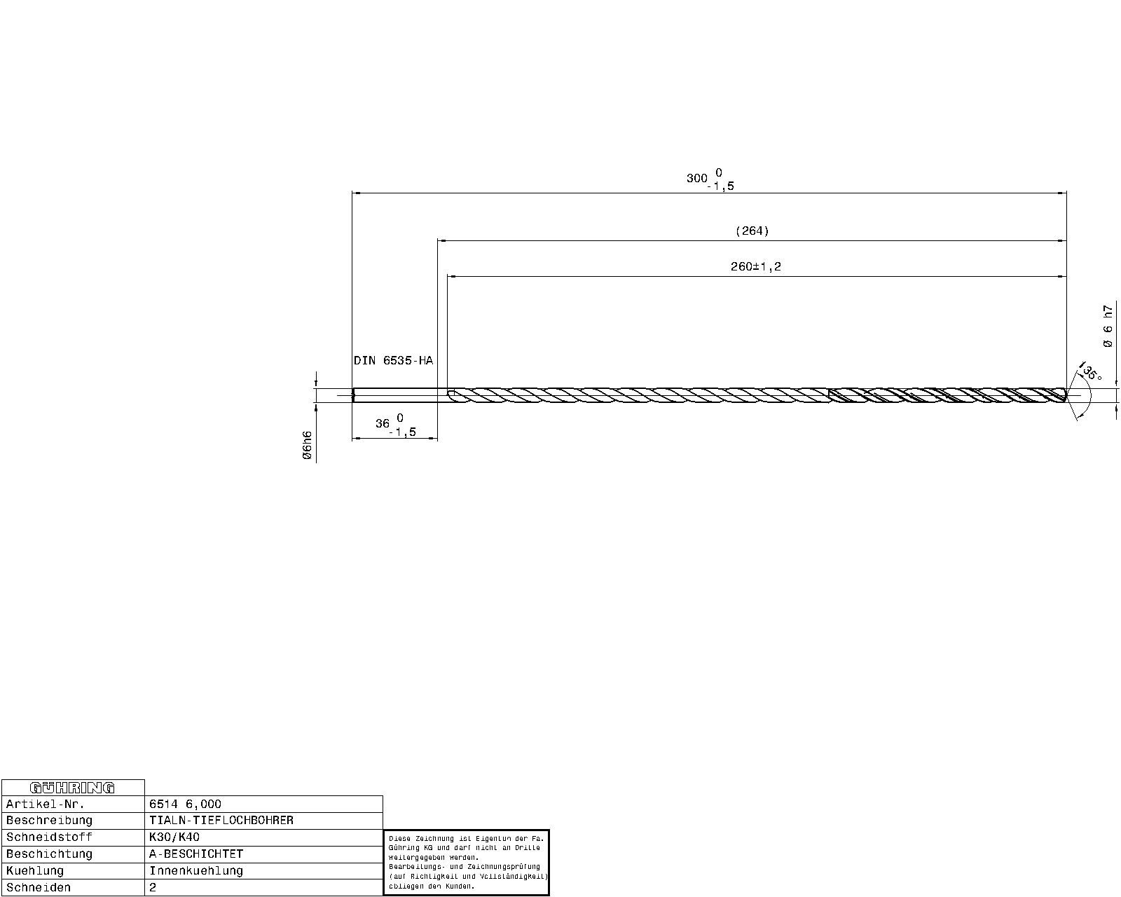 Guhring Ratio Drill 40 x D Solid Carbide with IC - Image 2