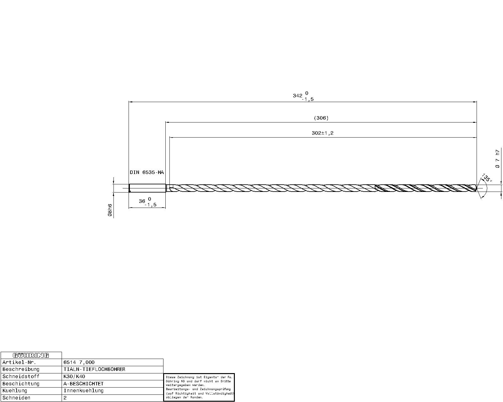 Guhring Ratio Drill 40 x D Solid Carbide with IC - Image 2