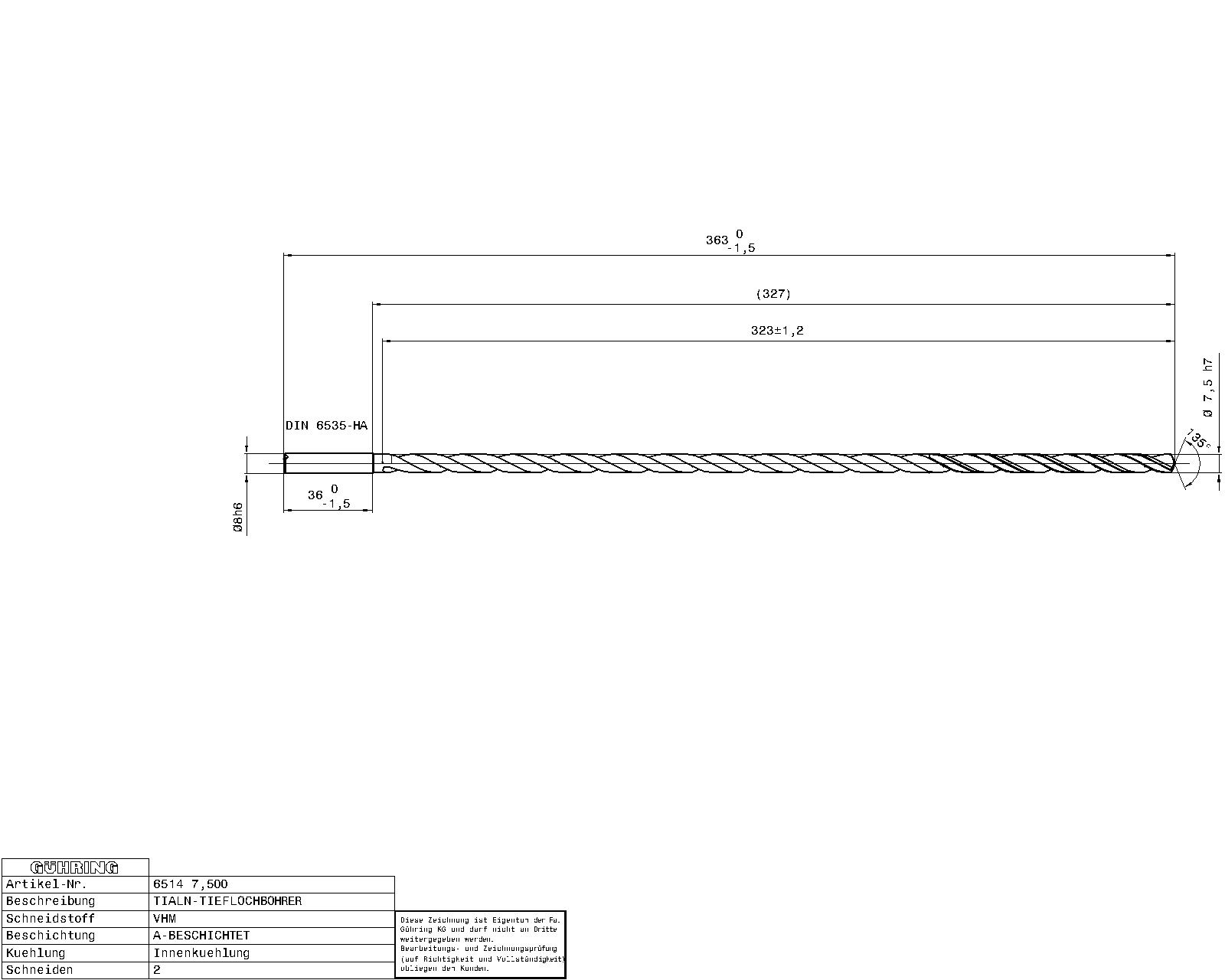 Guhring Ratio Drill 40 x D Solid Carbide with IC - Image 2