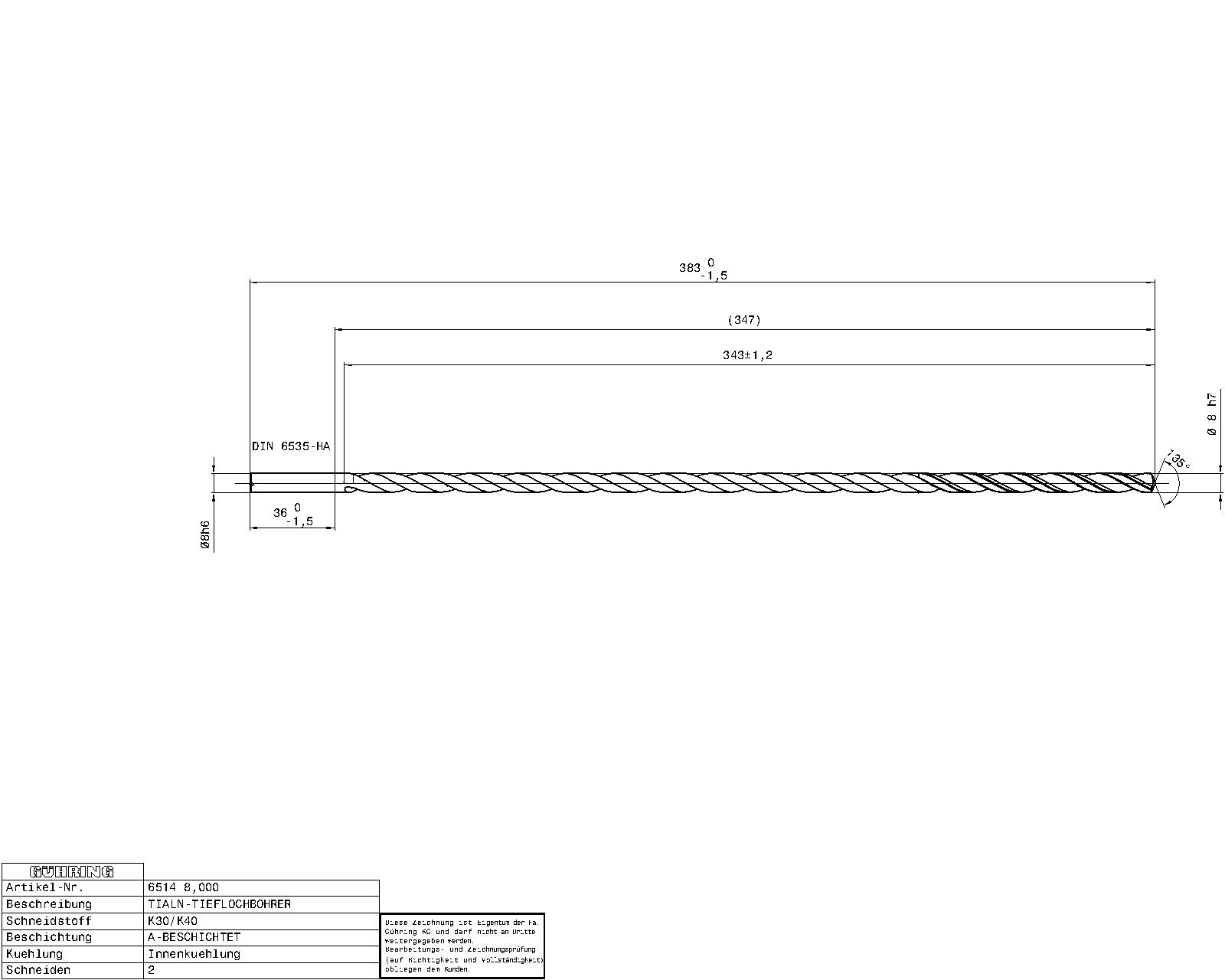 Guhring Ratio Drill 40 x D Solid Carbide with IC - Image 2
