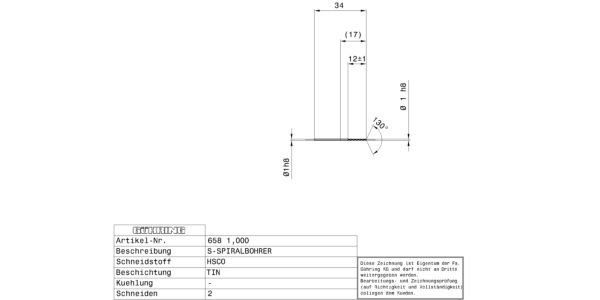 Guhring Jobber drill HSCO TiN Coated - Image 2